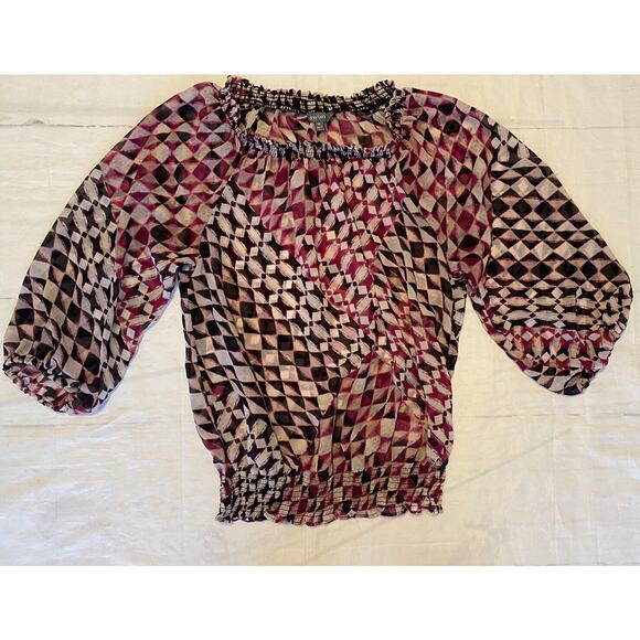 Daisy Fuentes Shirt Woman's Sheer Blouse Beautiful‎ Size Medium (c) - Picture 1 of 6